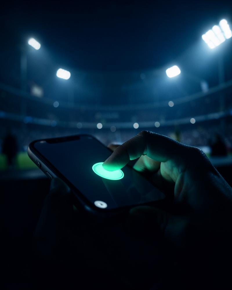 Doigt qui appuie sur un bouton lumineux vert sur un téléphone